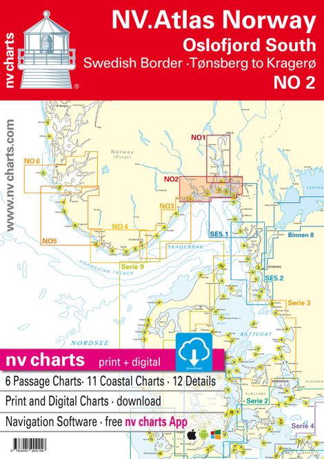Hovedbilde Kart kombi Atlas No 2 - Sverige til Kragerø
