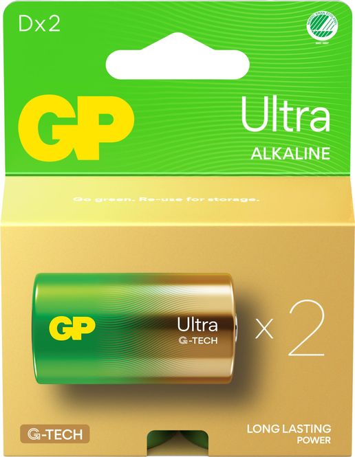 Hovedbilde GP Ultra Alkaline batteri D 2-pk